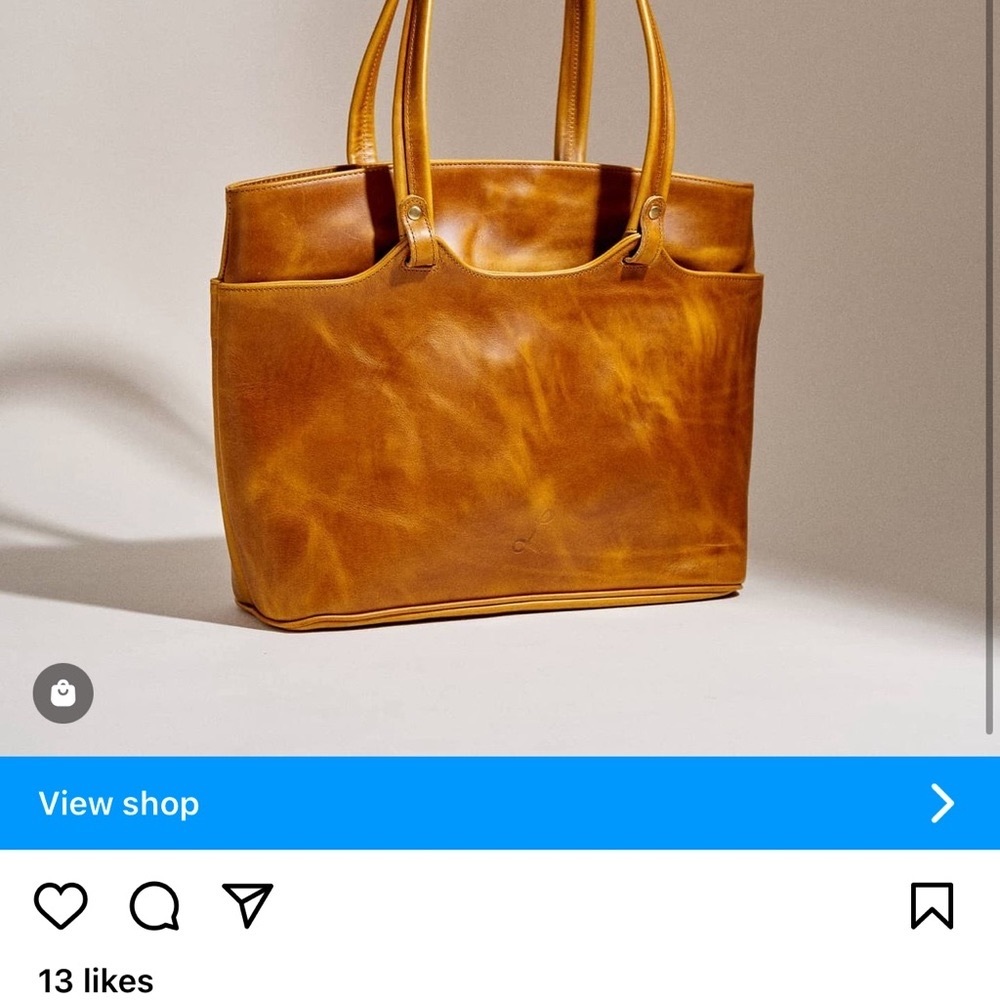 Real leather tote bag- Lund in sunflower color